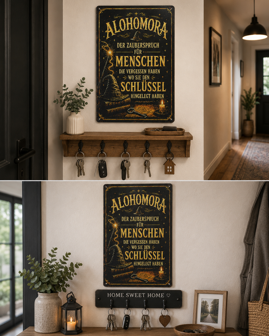 Alohomora Blechschild – Der Zauberspruch für vergessene Schlüssel | Flur Deko | Schlüsselbrett | Geschenkidee
