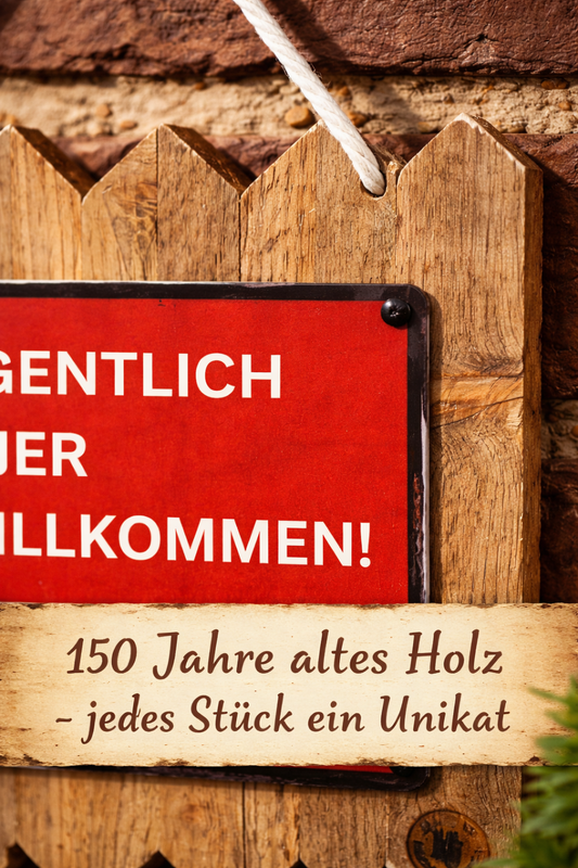 Lustiges Türschild Willkommen – nur nicht heute | Witzige Haustür Deko | Geschenk Einzug, Nachbarn, Freunde | Blechschild auf Holz