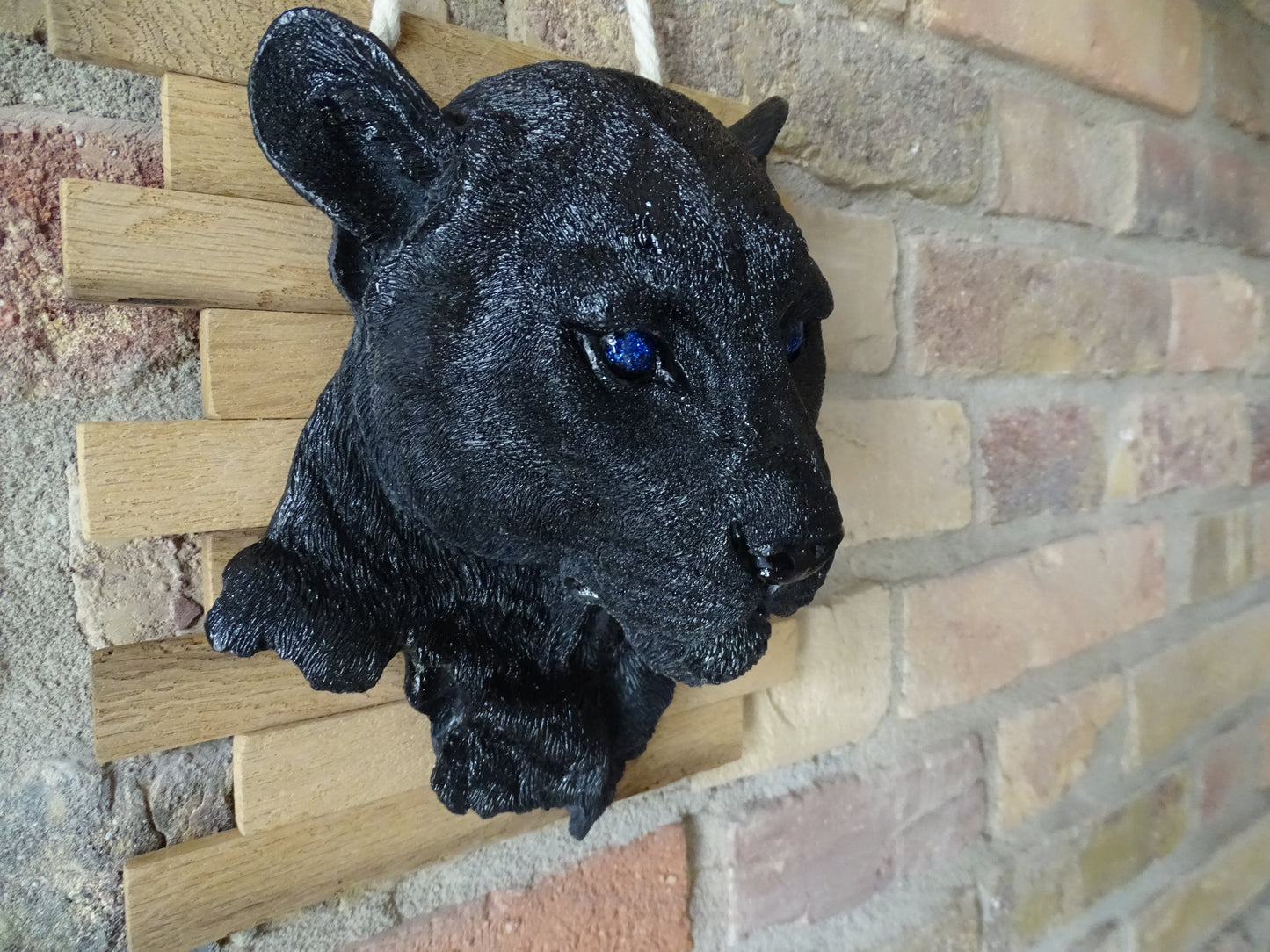 Panther Wanddeko 3D – Schwarzer Pantherkopf aus Kunstharz | Handgemachte Wanddekoration | Augenfarbe wählbar | Exklusive Panther