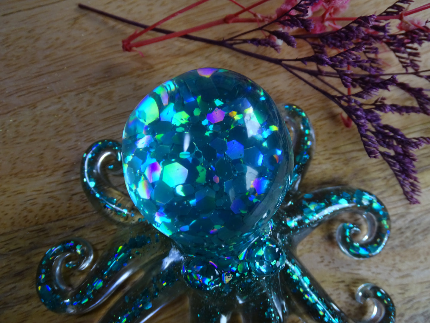 Oktopus - Kraken Deko Figur  mit Glitzer Kopf in deiner Wunschfarbe