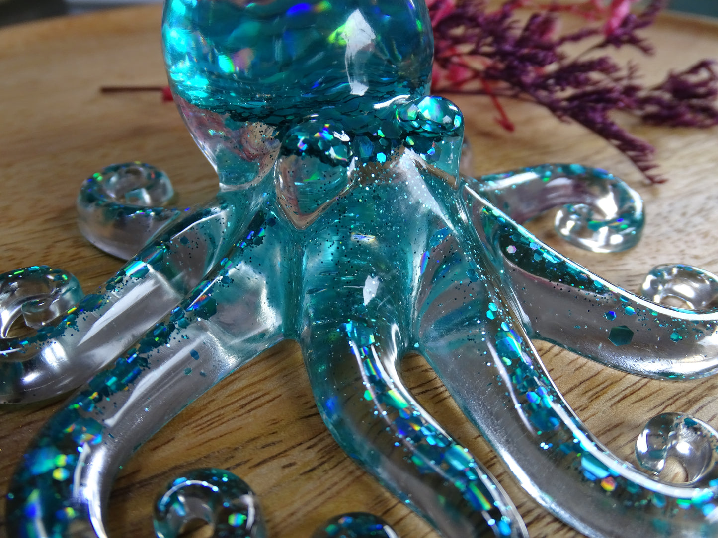 Oktopus - Kraken Deko Figur  mit Glitzer Kopf in deiner Wunschfarbe
