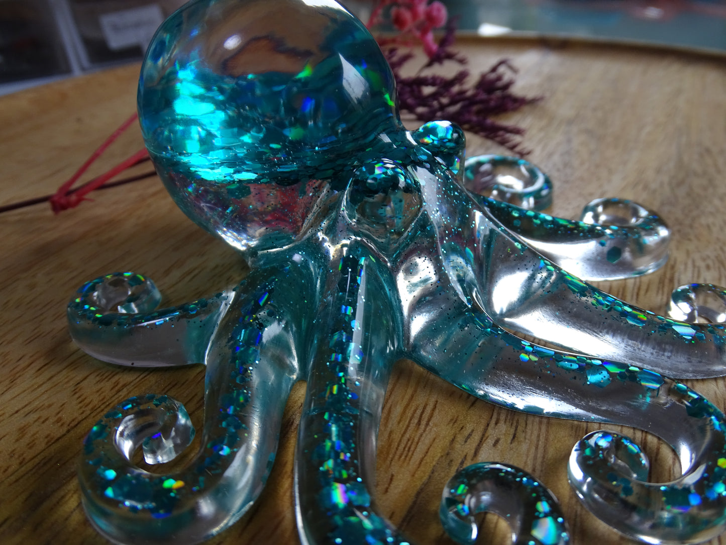 Oktopus - Kraken Deko Figur  mit Glitzer Kopf in deiner Wunschfarbe