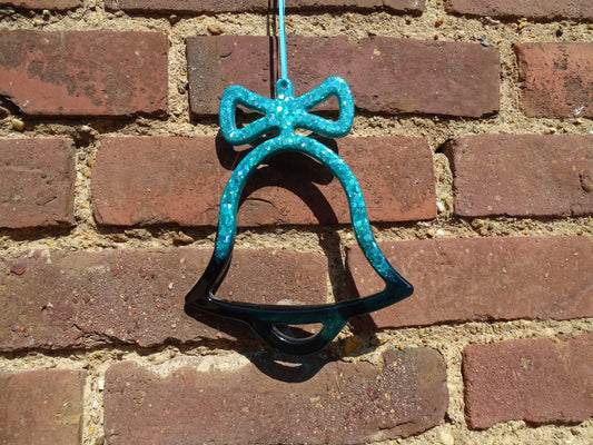 Weihnachtsglocke - Fensterschmuck , Türdekoration Türkis/Petrol