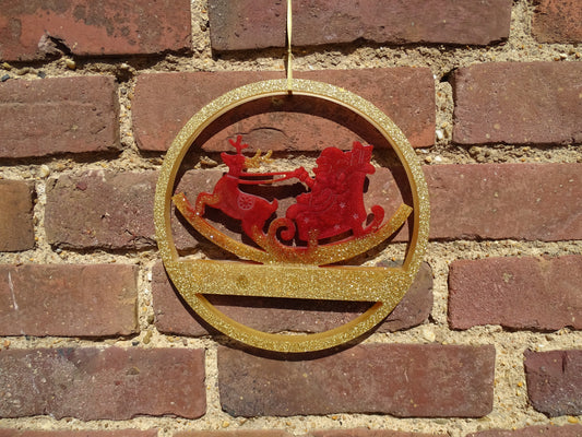 Santa Claus inklusive Rentier Schlitten Fenster / Türdekoration