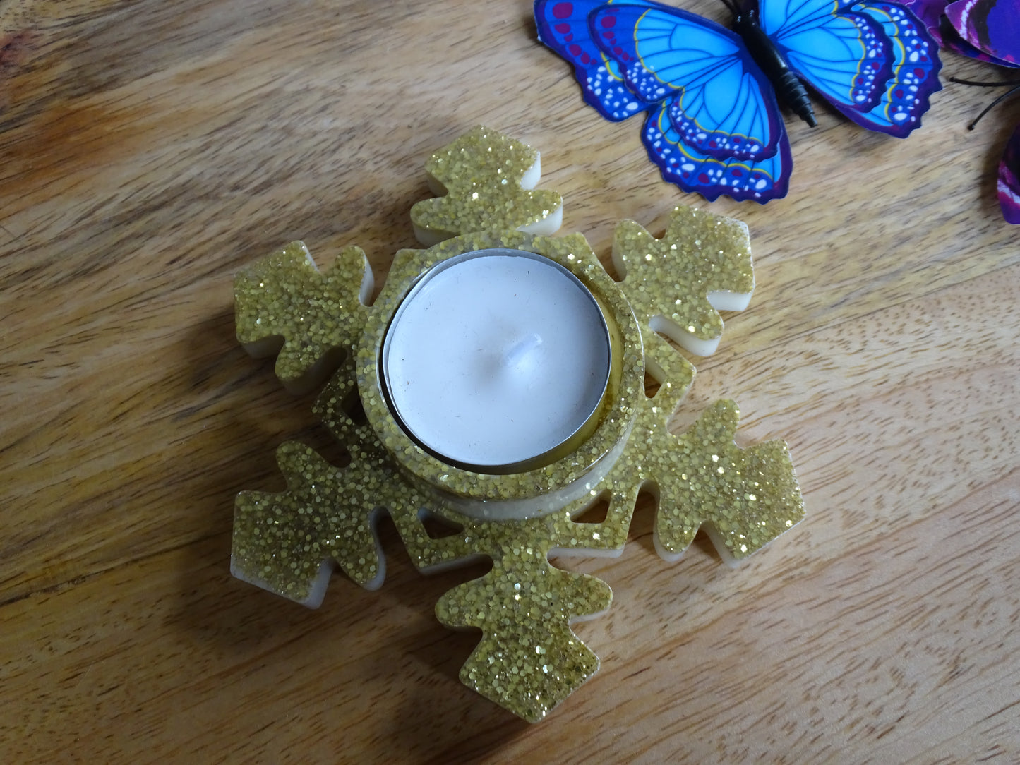 Schneeflocken Teelichthalter - Weihnachtslicht in deiner Wunschfarbe