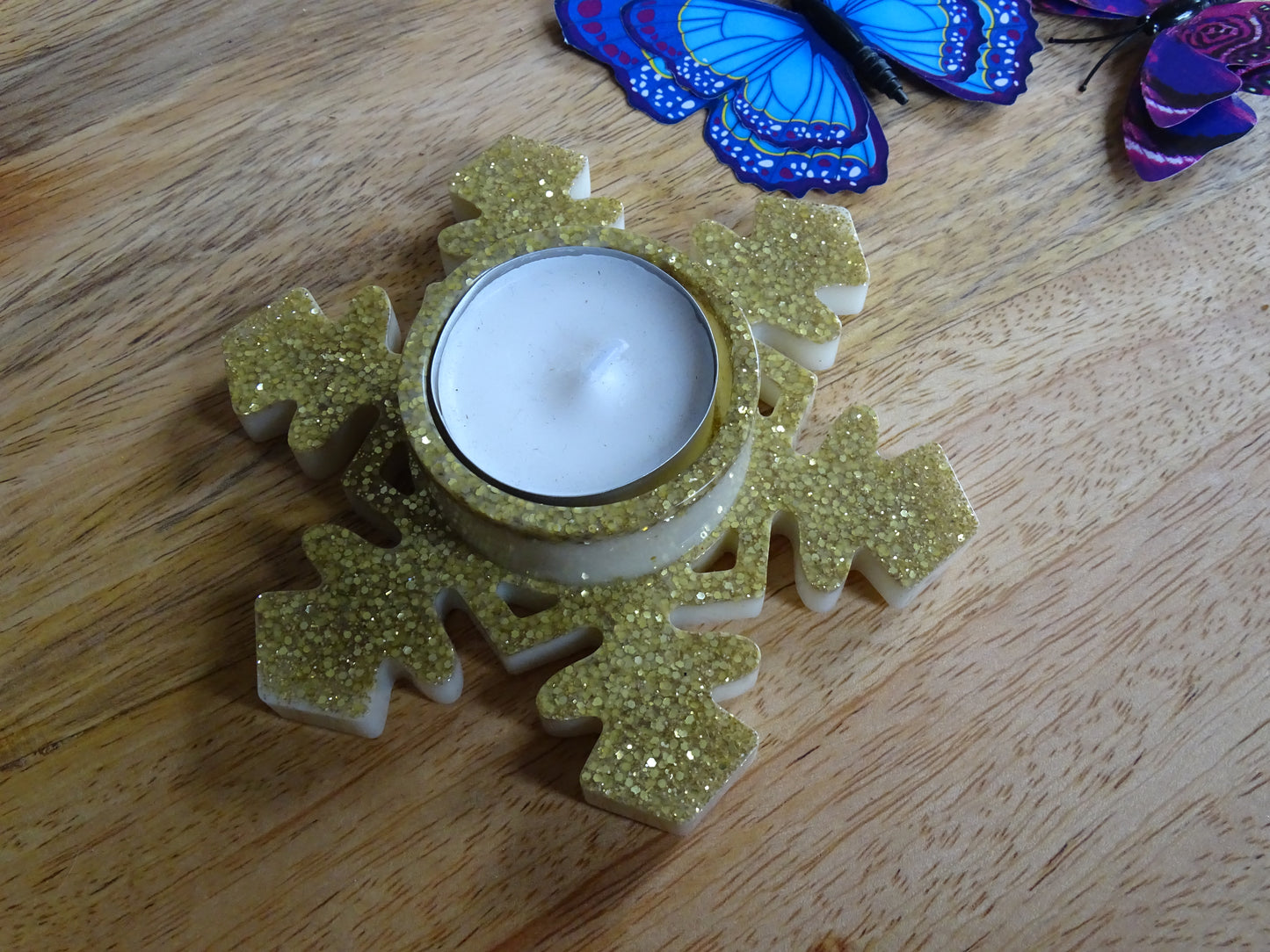 Schneeflocken Teelichthalter - Weihnachtslicht in deiner Wunschfarbe