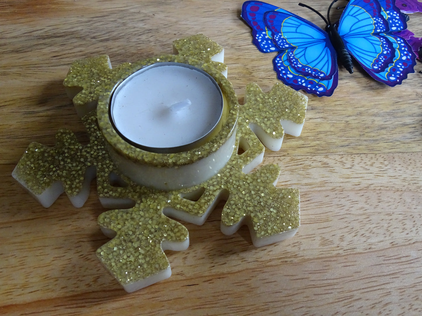 Schneeflocken Teelichthalter - Weihnachtslicht in deiner Wunschfarbe