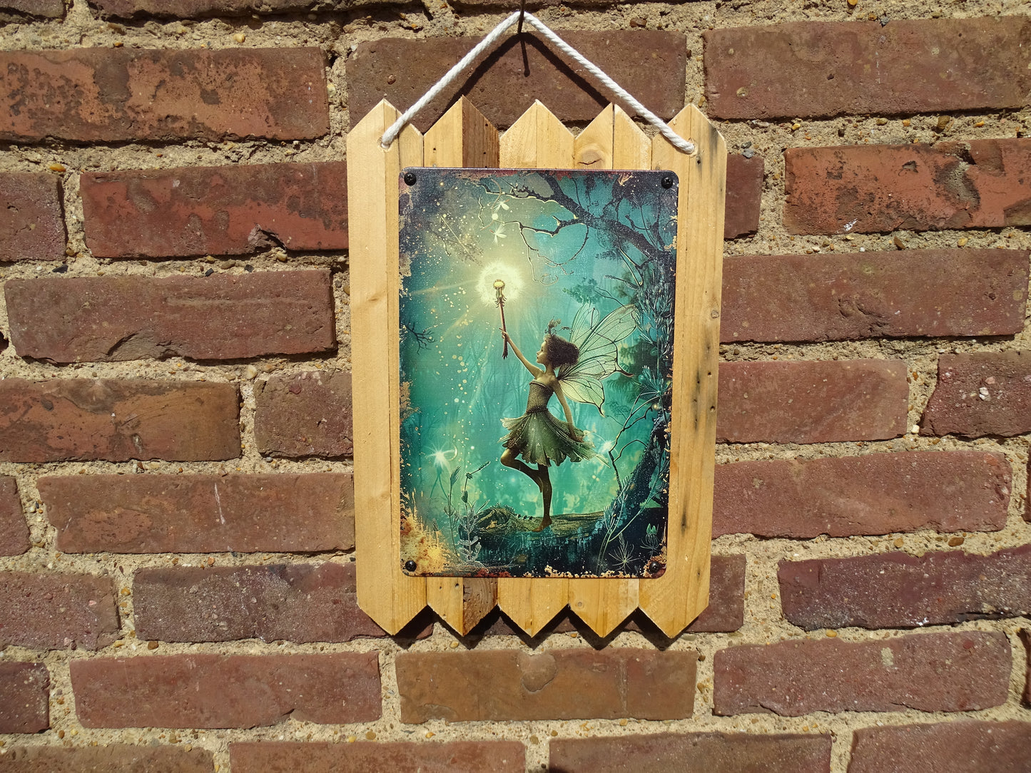 Elfe - Mystisches Fantasy Blechschild - personalisiert  und handgefertigt auf Altholz