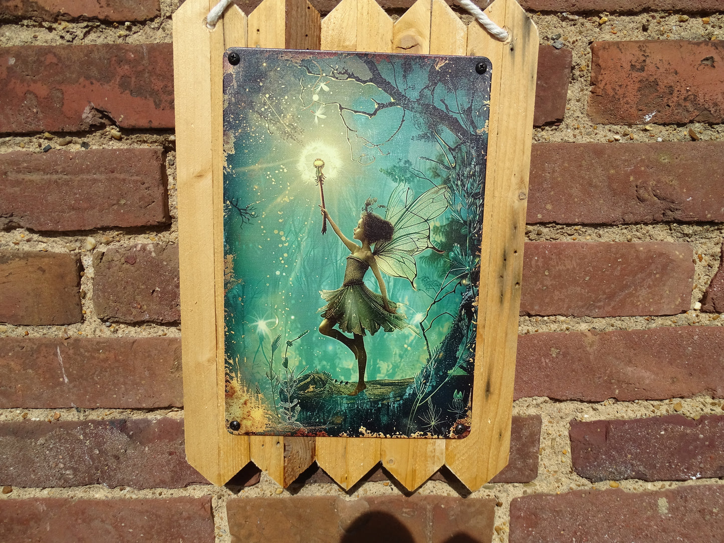 Elfe - Mystisches Fantasy Blechschild - personalisiert  und handgefertigt auf Altholz