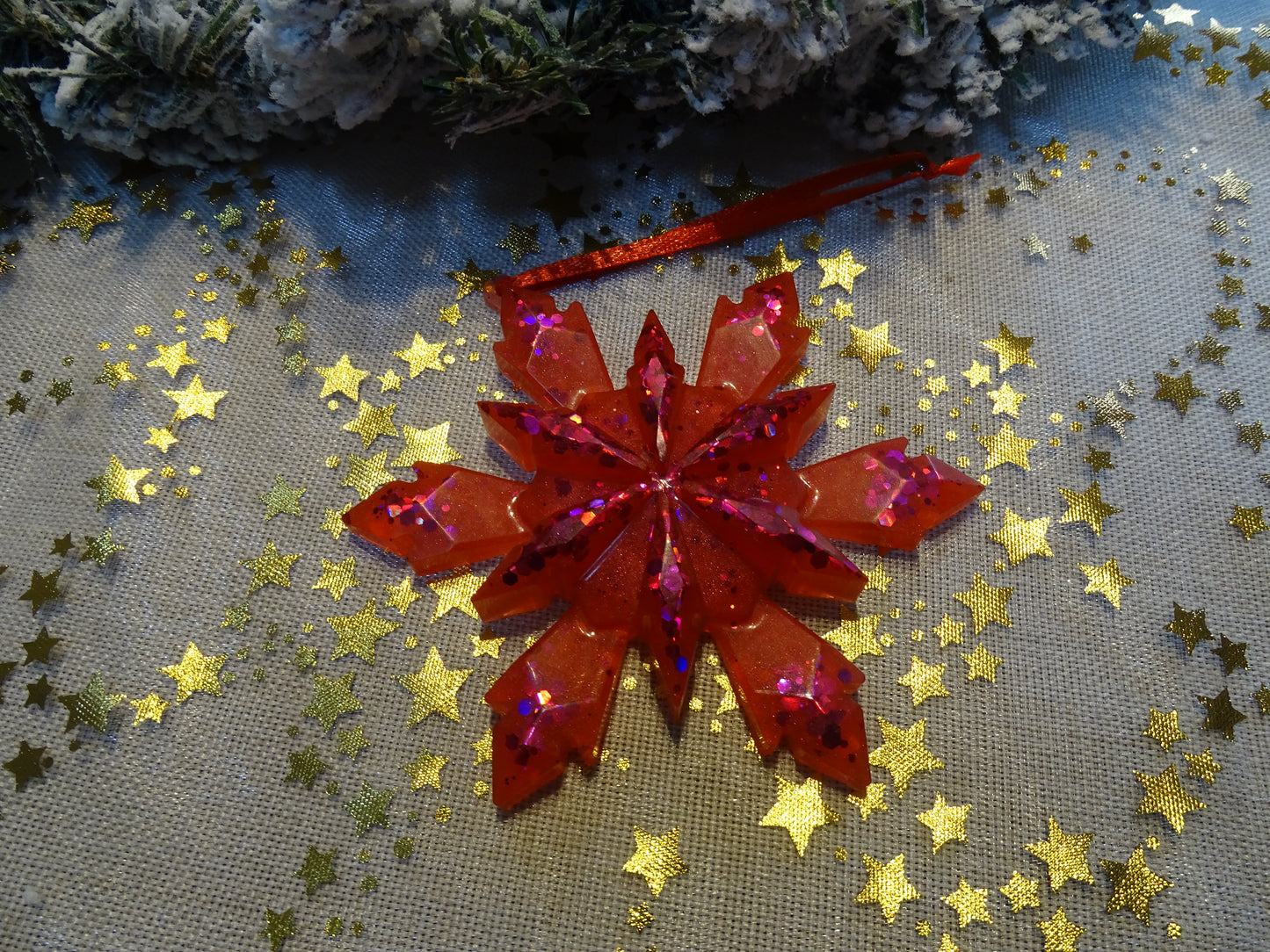 Große Sterne-Baumschmuck  Set– Weihnachtsanhänger in Gold, Silber, Rot & Champagner-Beige,grün