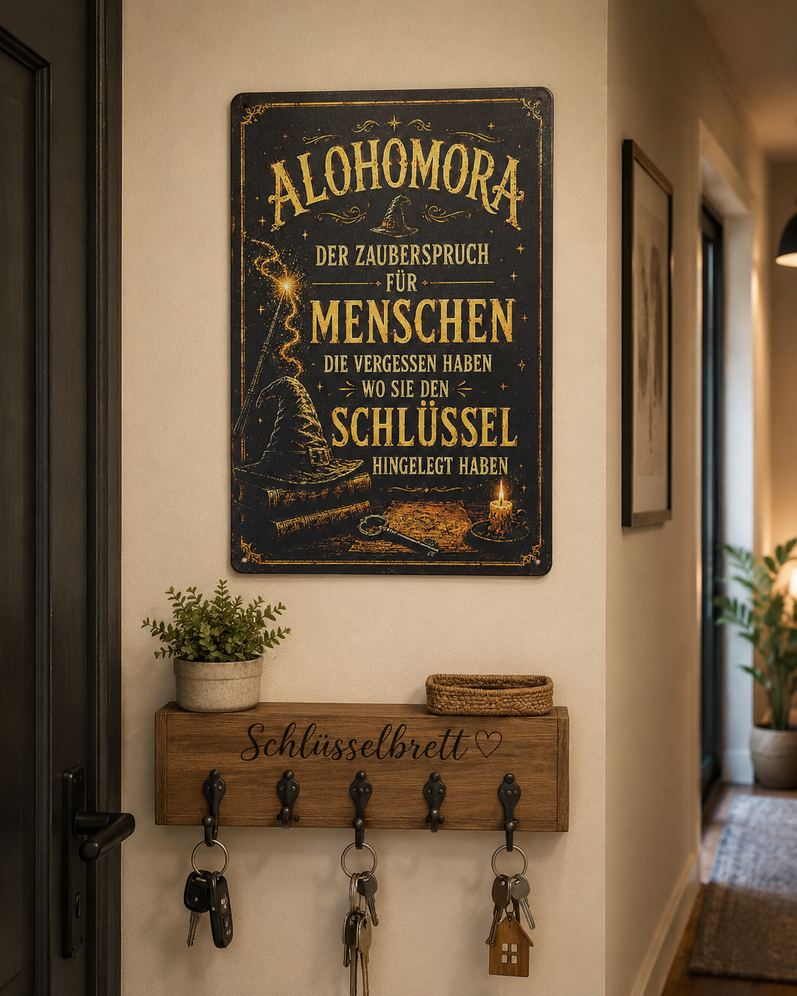 Alohomora Blechschild – Der Zauberspruch für vergessene Schlüssel | Flur Deko | Schlüsselbrett | Geschenkidee