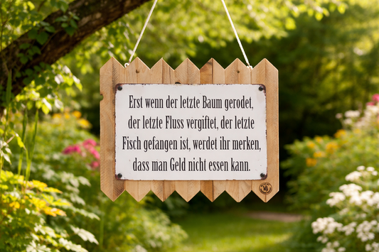 Natur Spruch Schild Blechschild – Nachhaltige Deko auf Altholz – Umwelt Geschenk – Gartenschild Naturdeko