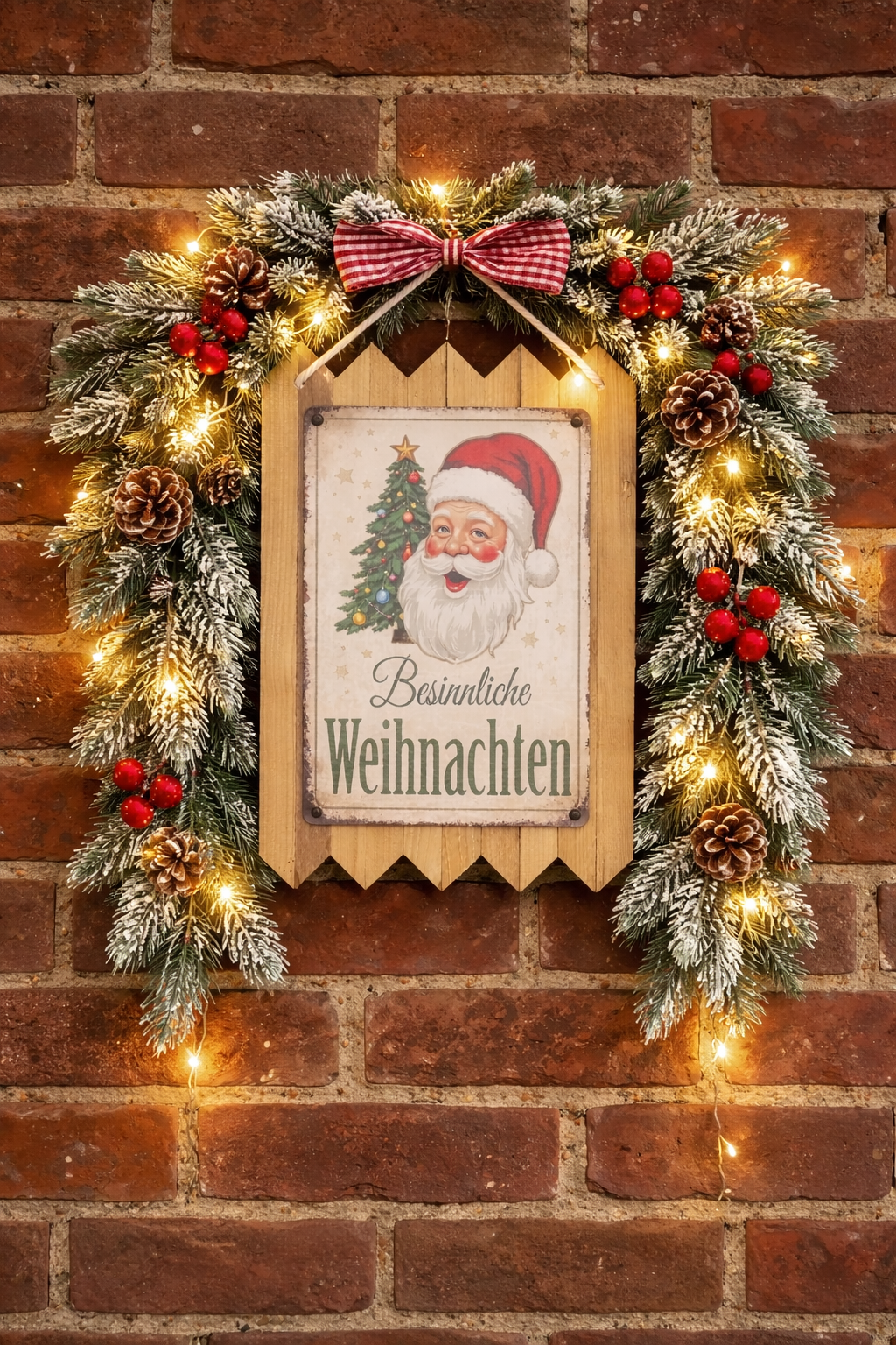 Blechschild Weihnachten – ‚Besinnliche Weihnachten‘ | Vintage Weihnachtsschild, Handmade Wanddeko auf Altholz