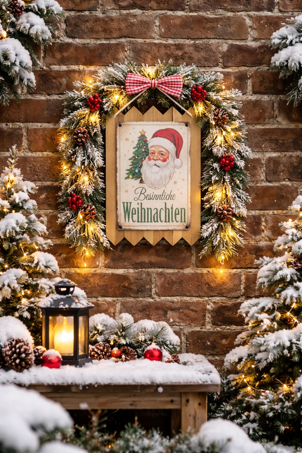 Blechschild Weihnachten – ‚Besinnliche Weihnachten‘ | Vintage Weihnachtsschild, Handmade Wanddeko auf Altholz