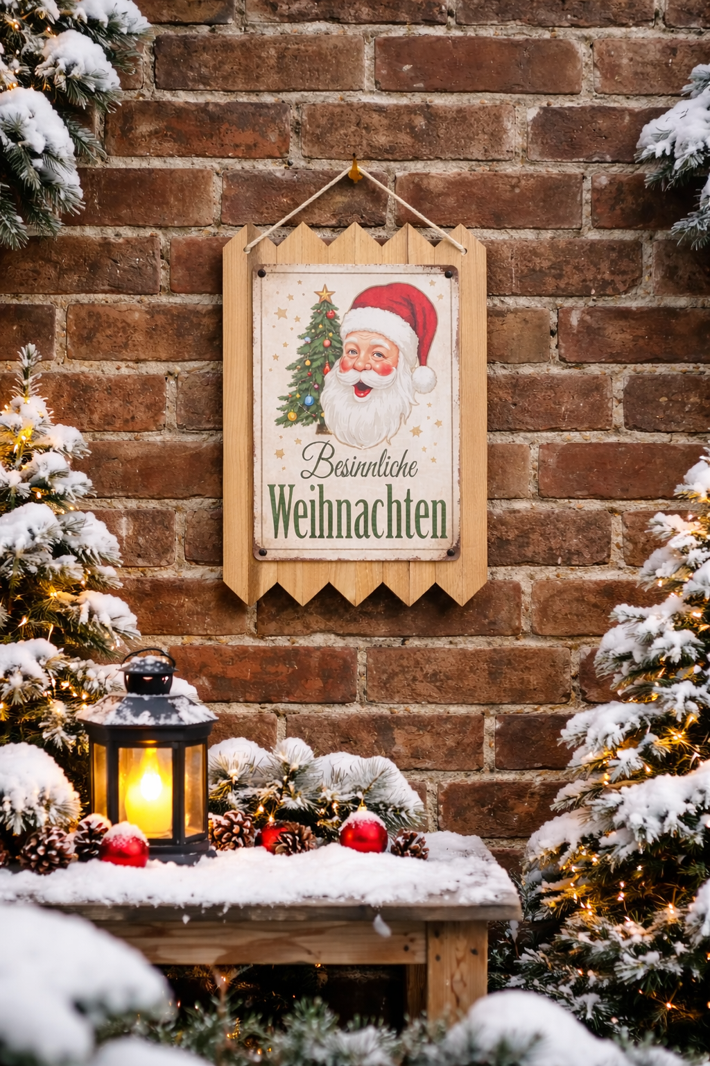 Blechschild Weihnachten – ‚Besinnliche Weihnachten‘ | Vintage Weihnachtsschild, Handmade Wanddeko auf Altholz