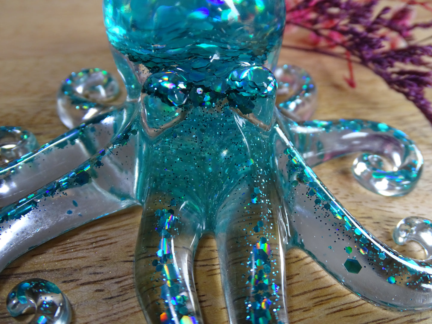 Oktopus - Kraken Deko Figur  mit Glitzer Kopf in deiner Wunschfarbe