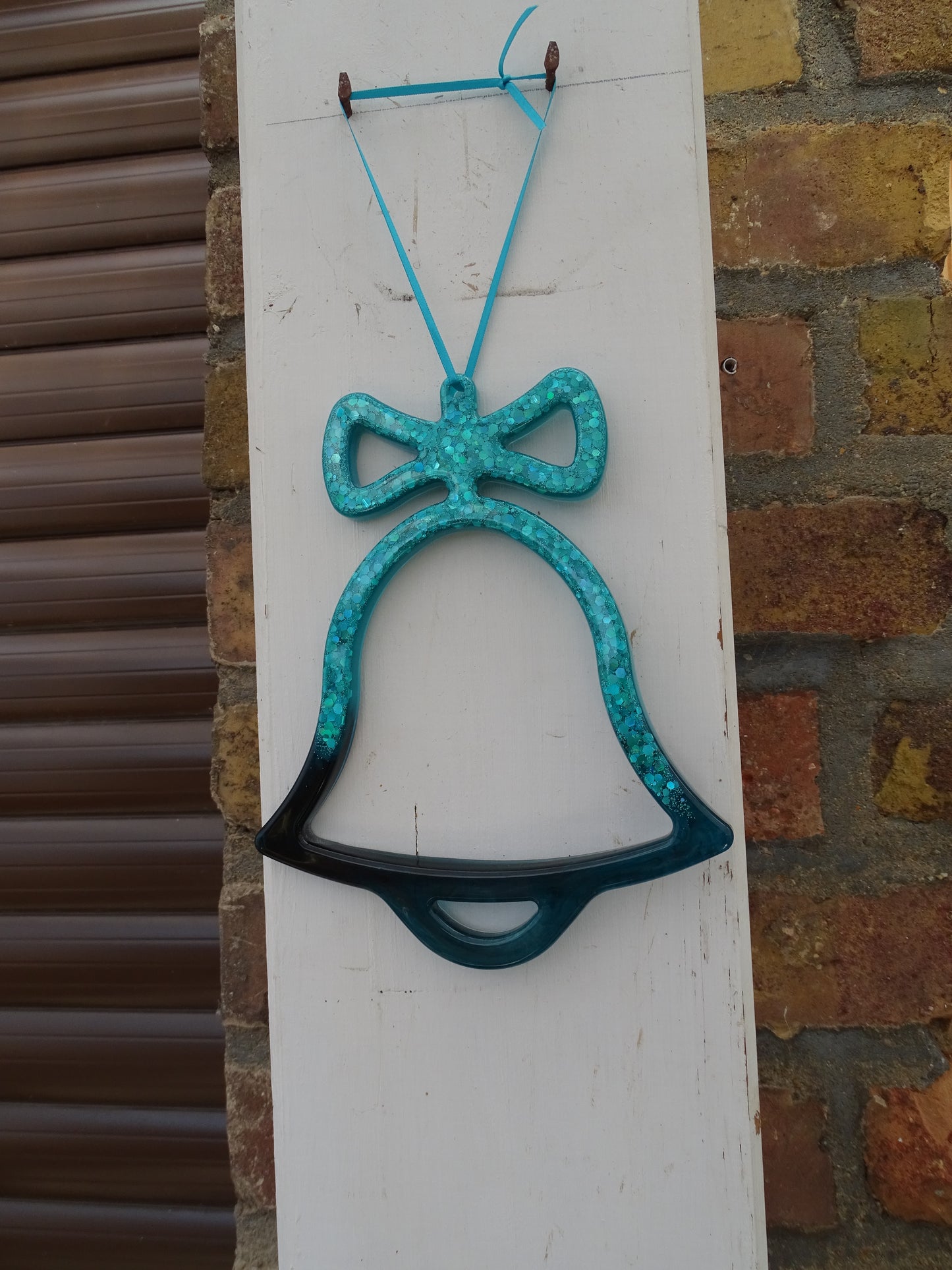 Weihnachtsglocke - Fensterschmuck , Türdekoration Türkis/Petrol