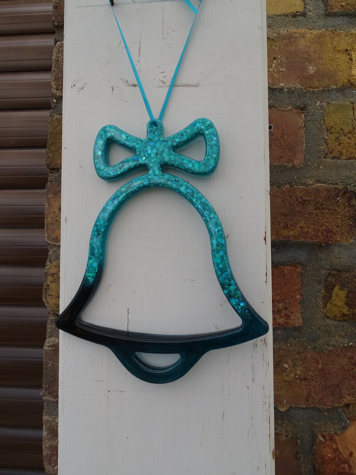 Weihnachtsglocke - Fensterschmuck , Türdekoration Türkis/Petrol