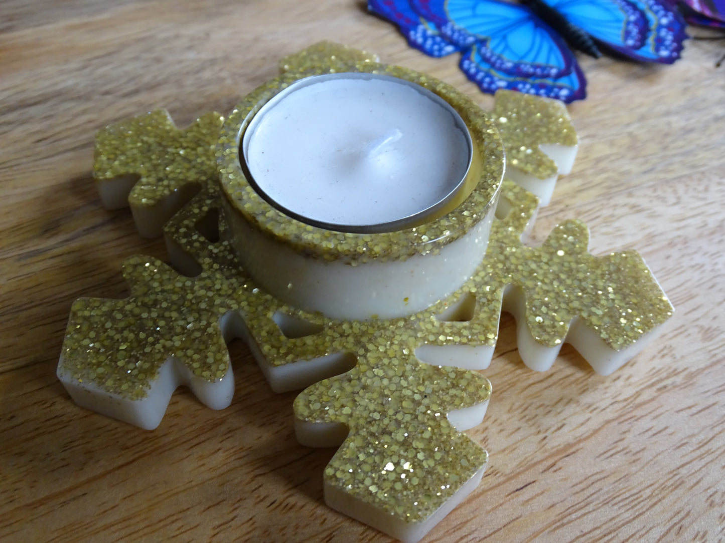 Schneeflocken Teelichthalter - Weihnachtslicht in deiner Wunschfarbe