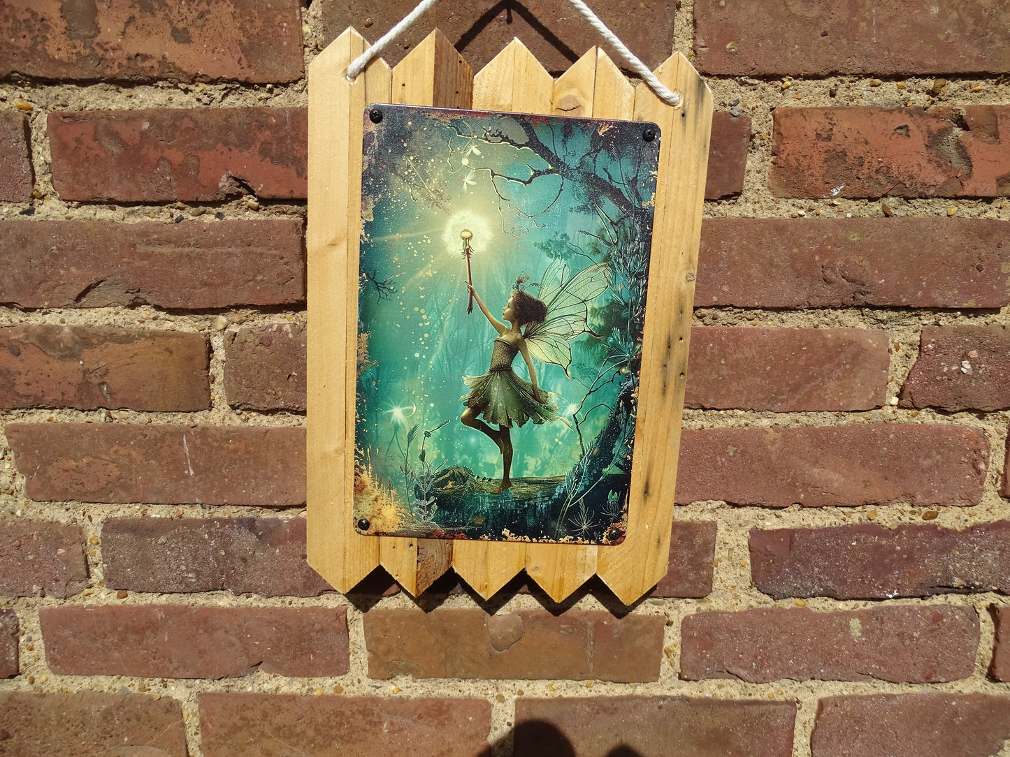 Elfe - Mystisches Fantasy Blechschild - personalisiert  und handgefertigt auf Altholz