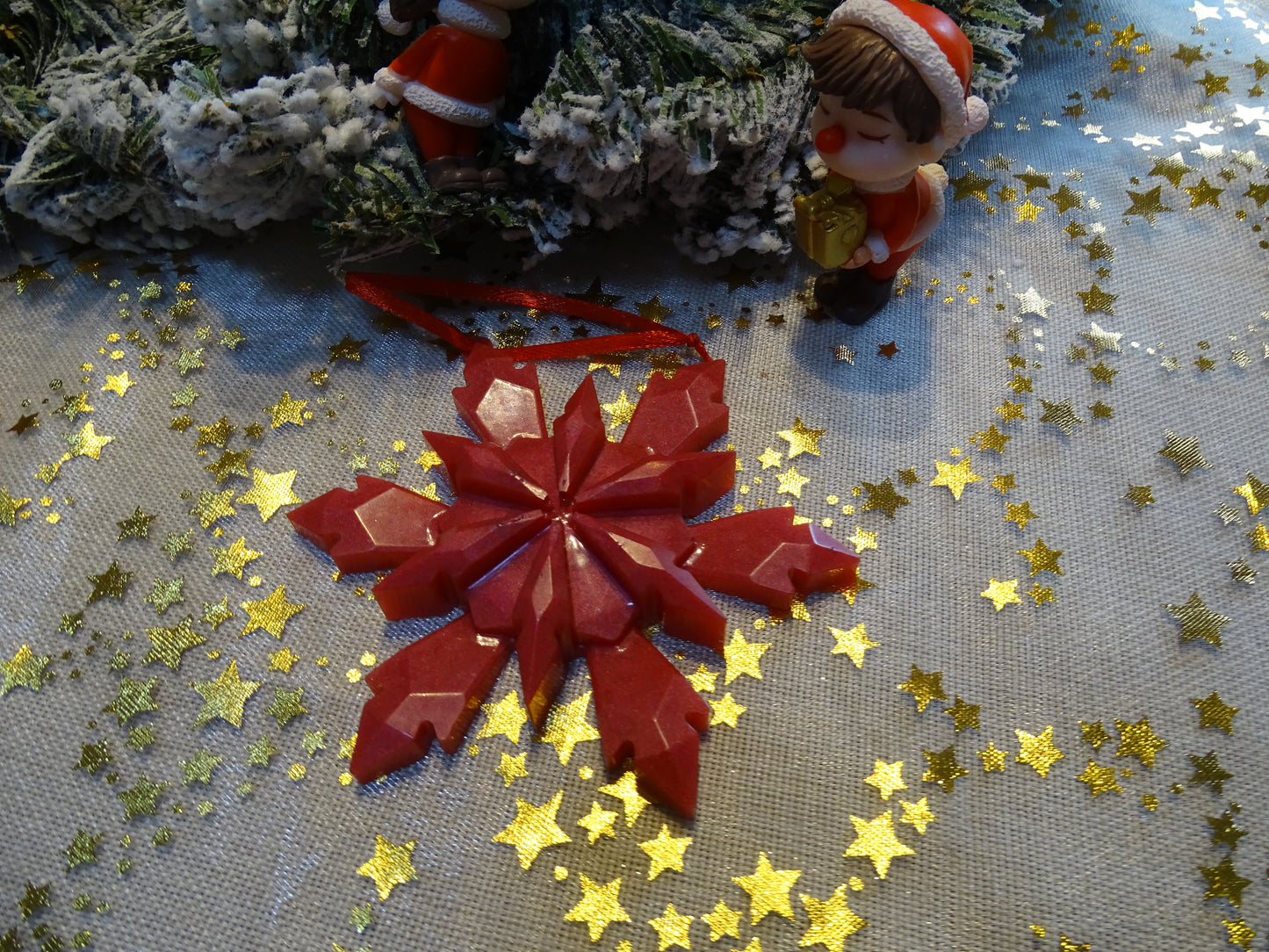 Große Sterne-Baumschmuck  Set– Weihnachtsanhänger in Gold, Silber, Rot & Champagner-Beige,grün