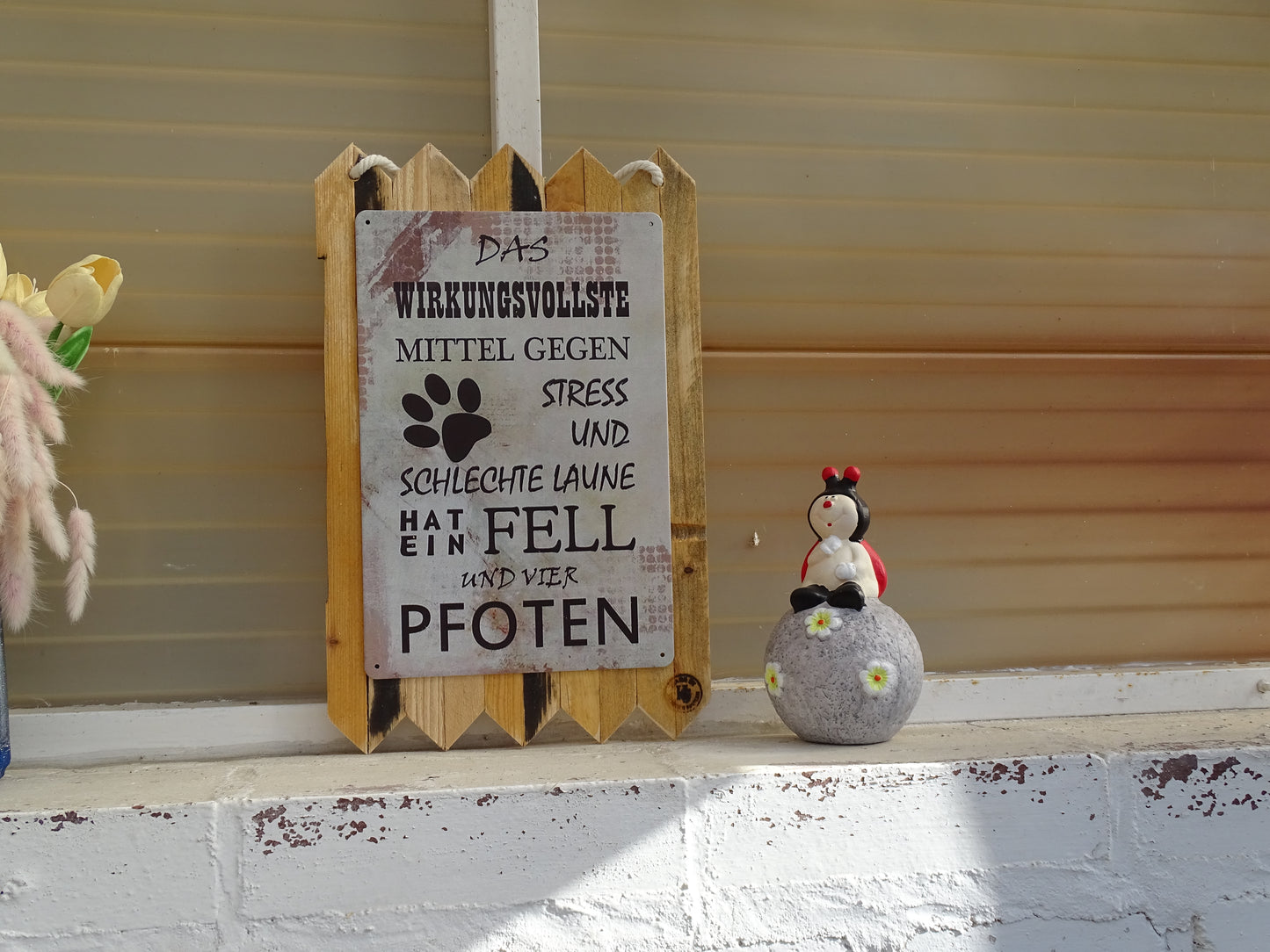 Schild für Hundeliebhaber – Blechschild mit Spruch auf Altholz – Geschenk für Hundebesitzer & Tierfreunde