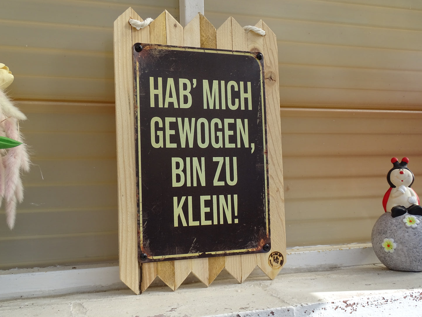 Lustiges WC Schild – Hab mich gewogen, bin zu klein – Blechschild Badezimmer – Gäste WC Deko – Humor Geschenk – Altholz Vintage