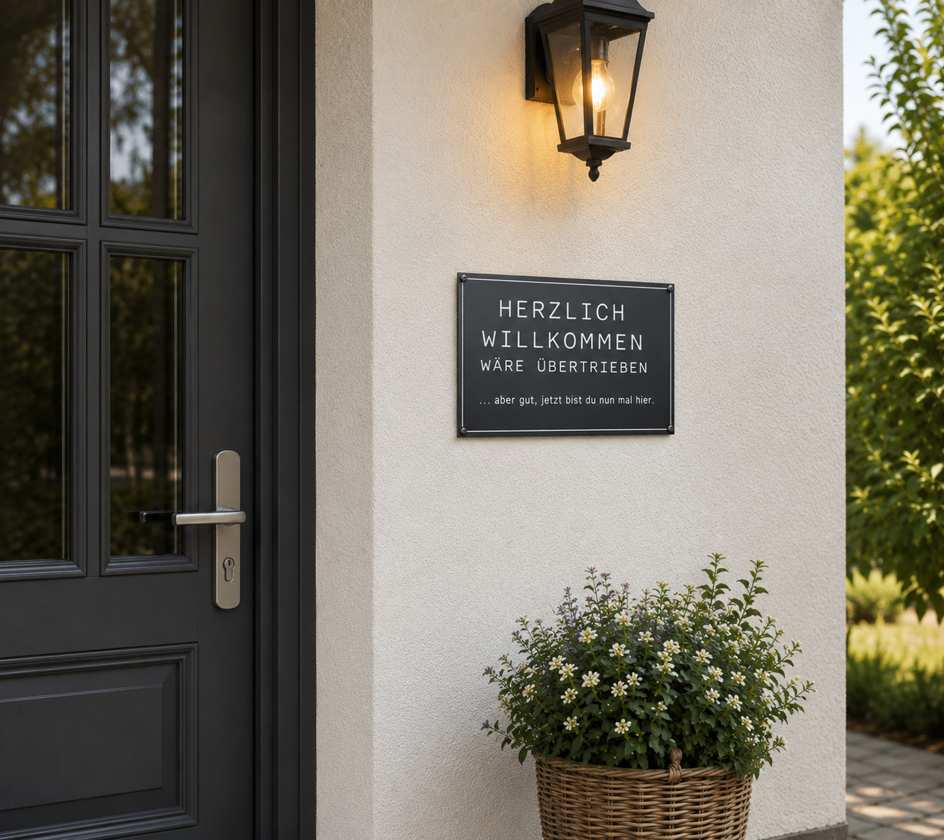 Lustiges Blechschild Haustür – Willkommen Schild – Frecher Spruch – Geschenk zum Einzug – Tür Deko