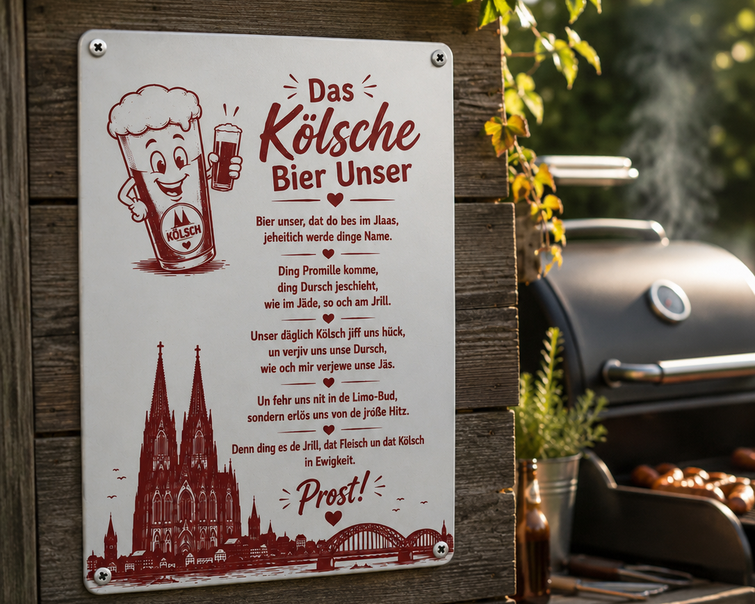 Lustiges Köln Blechschild Das Kölsche Bier Unser, Kölscher Spruch, Bier Deko, Köln Geschenk, Kölsche Deko, Wanddeko, Grill Deko, Köln
