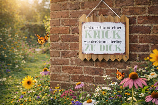 Lustiges Garten Blechschild Spruch – Blumen Spruch Schild – Garten Deko Terrasse Balkon – Geschenk Gartenfreund