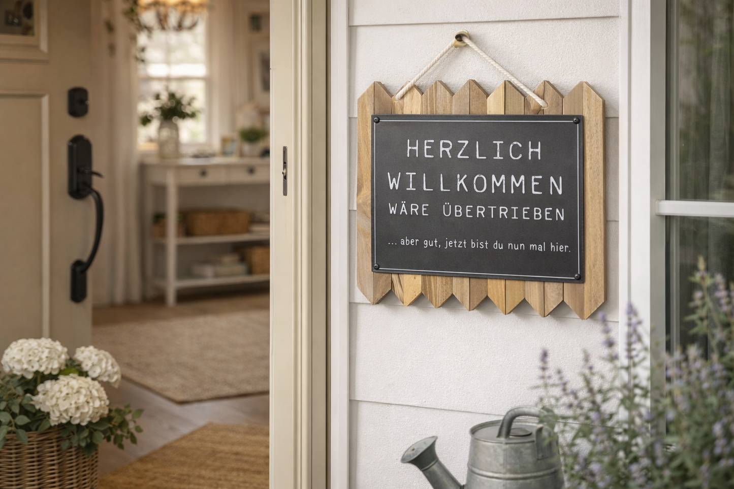 Lustiges Blechschild Spruch Willkommensschild – Blechschild mit Spruch ‚Herzlich Willkommen wäre übertrieben‘ | Vintage Wand & Türdeko Geschenkidee 35 x 25 cm