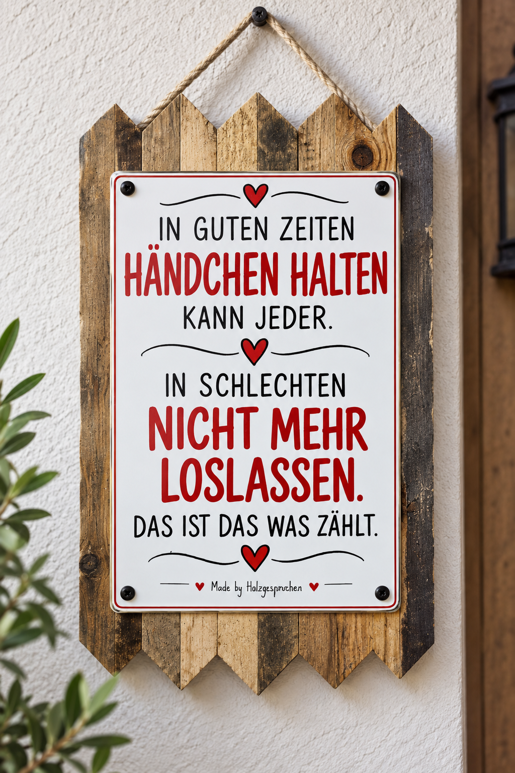 Blechschild  mit Spruch Liebesspruch Händchen halten Geschenke zur Hochzeit - Lebensweisheiten - Paar Dekoration