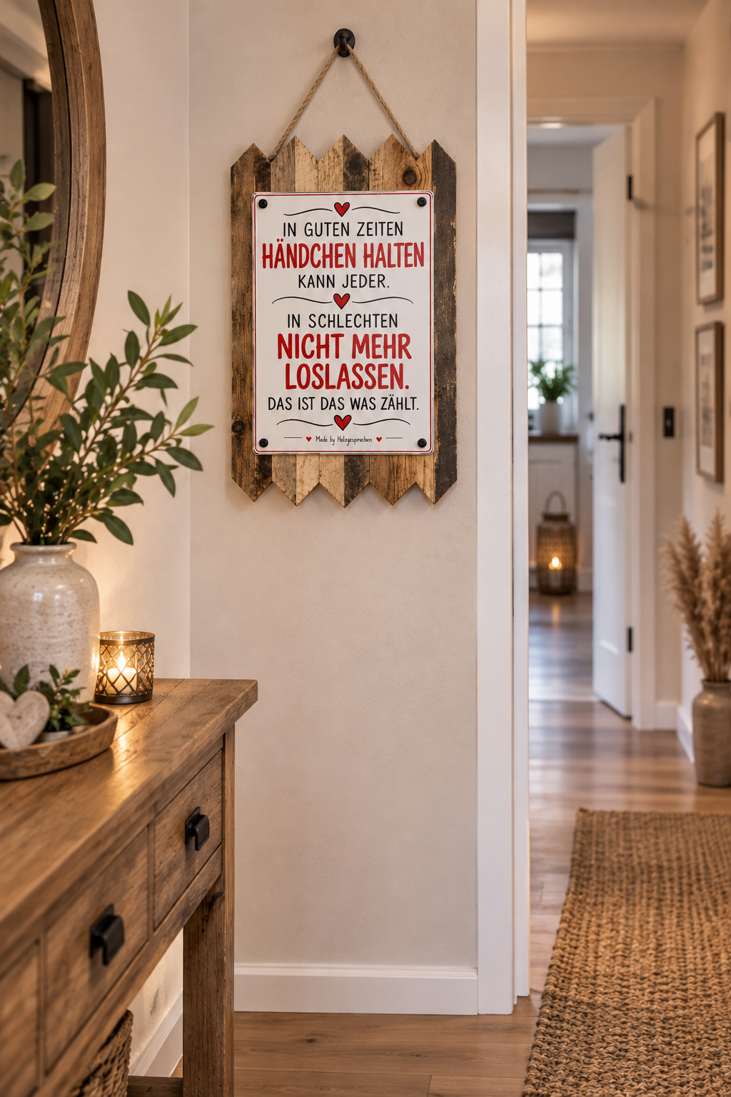 Blechschild  mit Spruch Liebesspruch Händchen halten Geschenke zur Hochzeit - Lebensweisheiten - Paar Dekoration