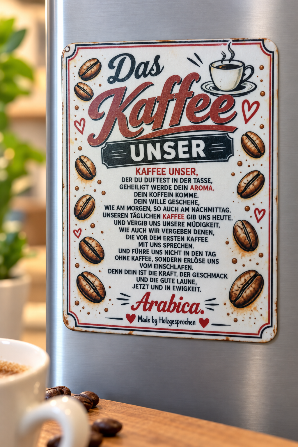 Kühlschrankmagnet Kaffee | Lustiger Kaffeemagnet 8x10 cm | Geschenk für Kaffeeliebhaber | Kaffee Spruch | Made by Holzgesprochen