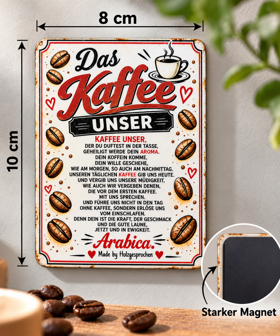 Kühlschrankmagnet Kaffee | Lustiger Kaffeemagnet 8x10 cm | Geschenk für Kaffeeliebhaber | Kaffee Spruch | Made by Holzgesprochen
