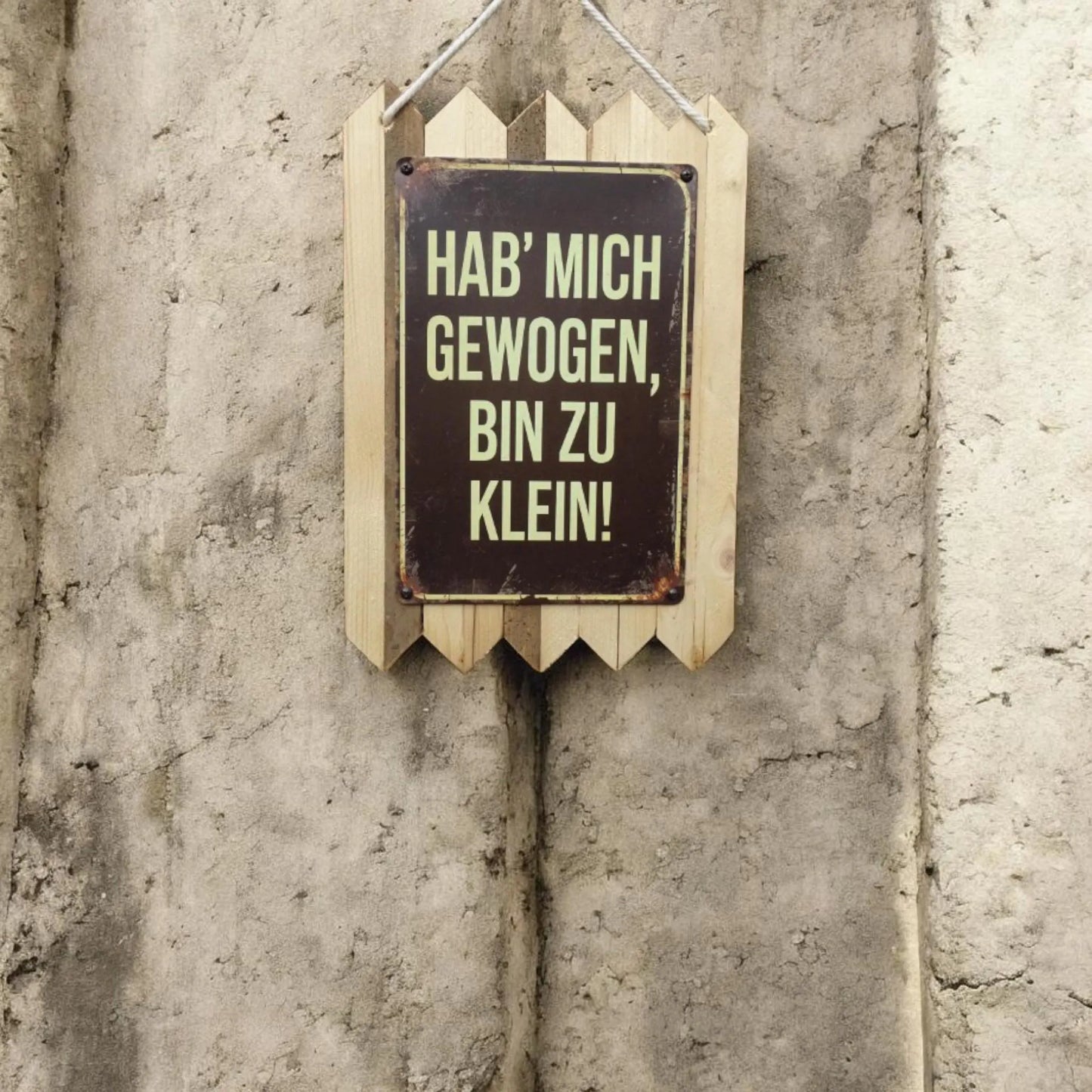 Lustiges WC Schild – Hab mich gewogen, bin zu klein – Blechschild Badezimmer – Gäste WC Deko – Humor Geschenk – Altholz Vintage