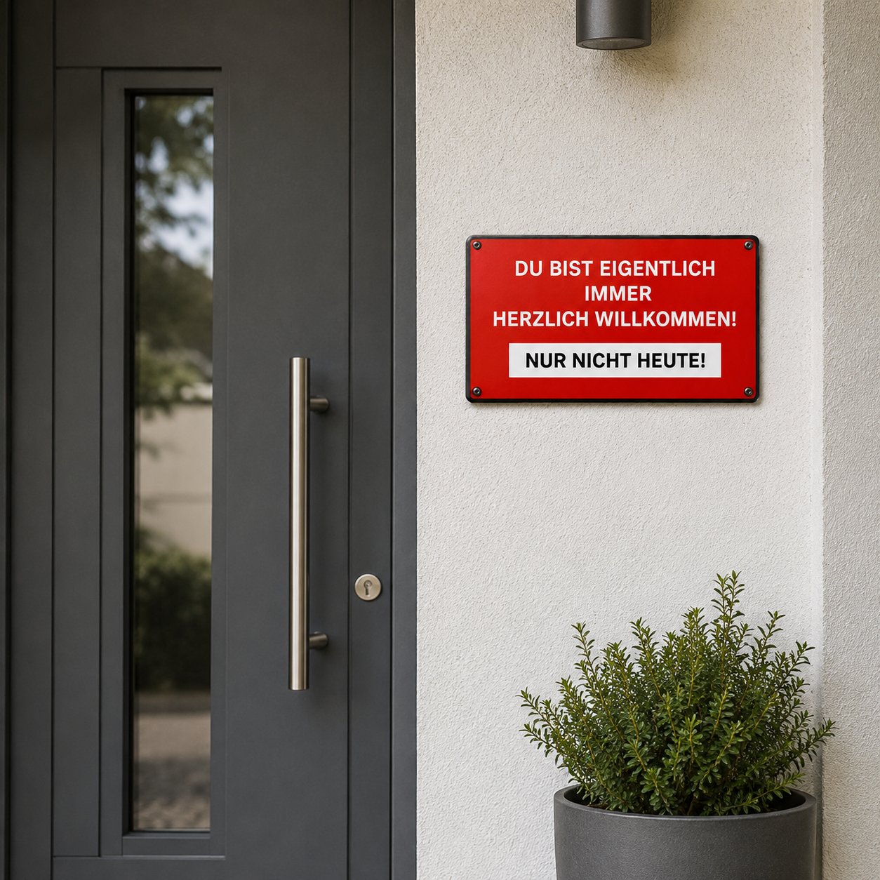 Lustiges Blechschild Haustür – Willkommen Schild – Frecher Spruch – Geschenk zum Einzug – Tür Deko